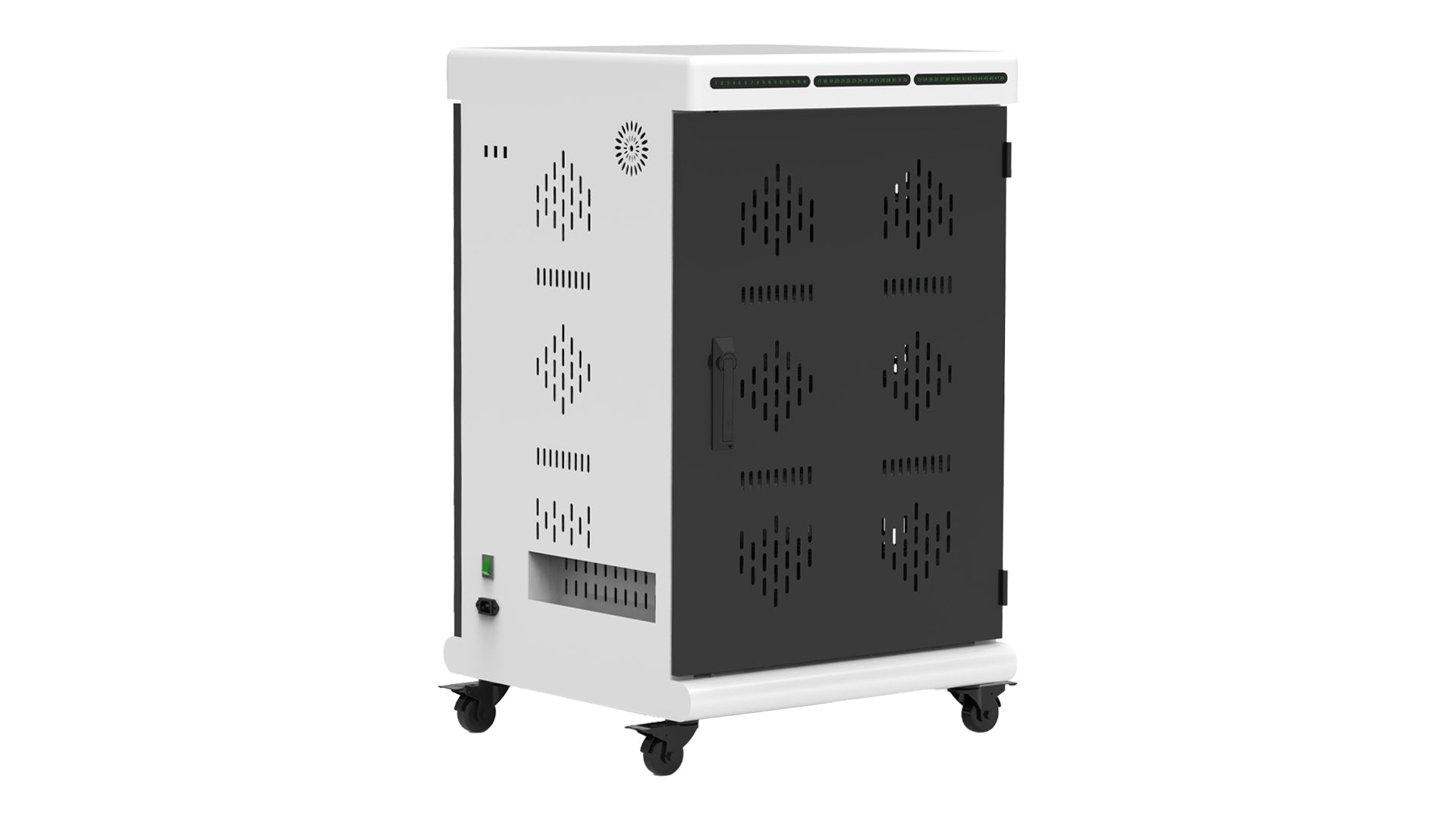 Tablet Charging Cabinet/Cart Suitable for Tablets up to 12 Inches, 48-BIT Workstations, White/Black (RN48)