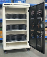 Tablet Charging Cabinet/Cart Suitable for Tablets up to 12 Inches, 48-BIT Workstations, White/Black (RN48)