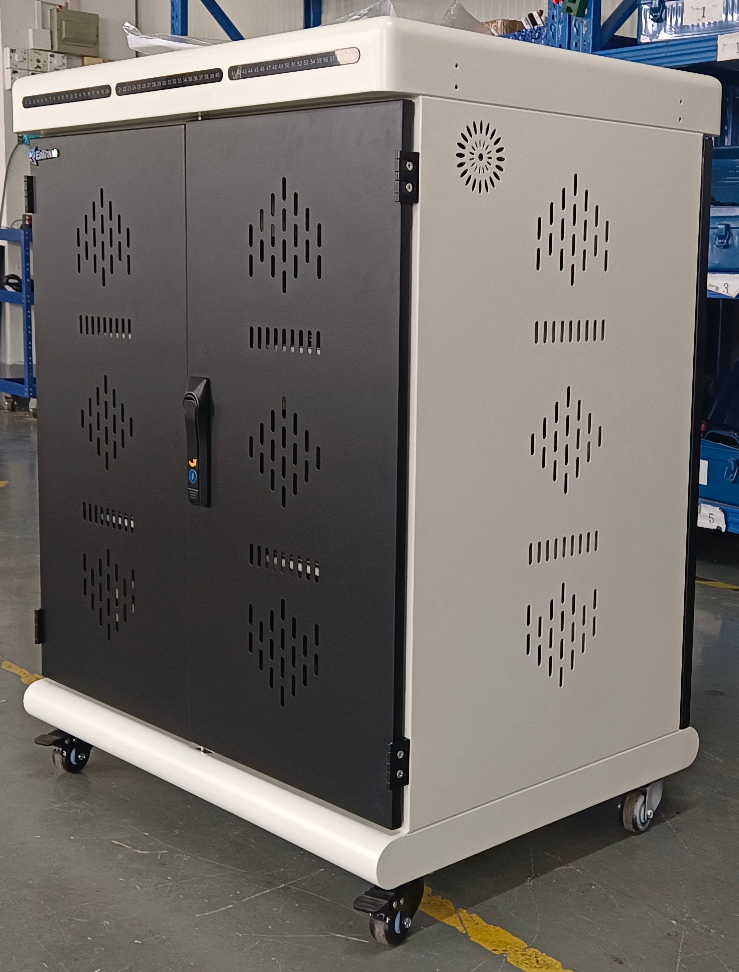 Tablet Charging Cabinet/Cart Suitable for Tablets up to 12 Inches, 60-BIT Workstations, White/Black (RN60)