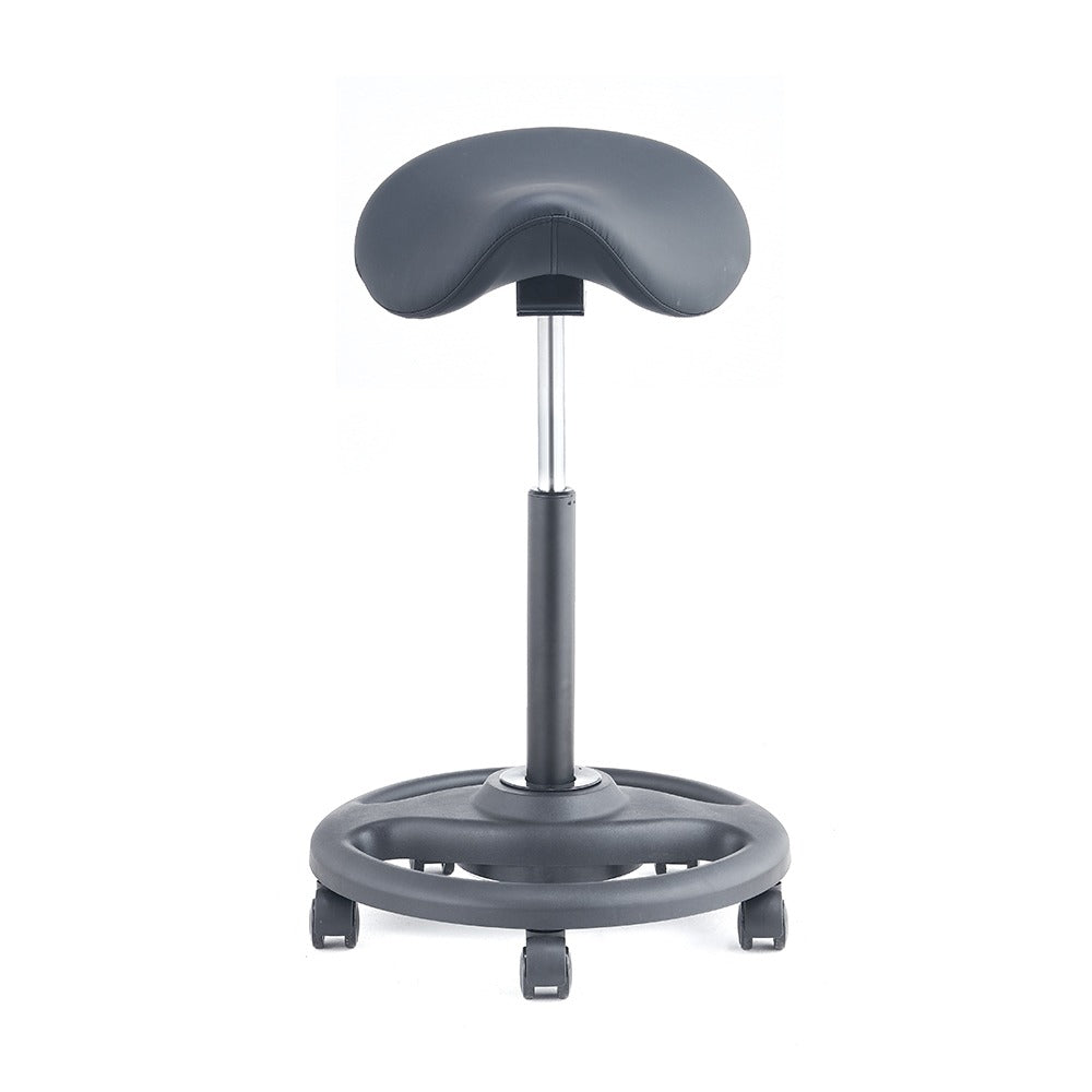 Ergonomic Height Adjustable Gas Lift Saddle Stool with Cushion Seat, Tilting Adjustable & Five Star Base, Black (RS28)