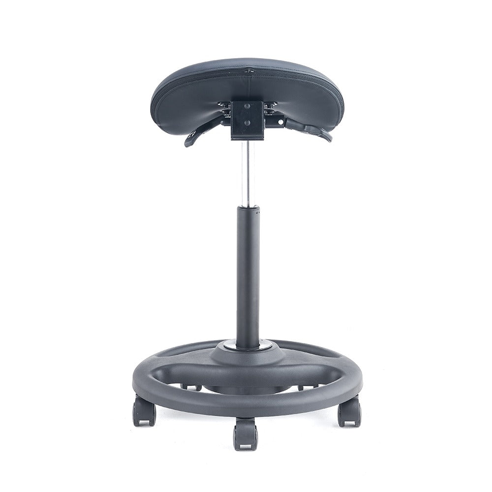 Ergonomic Height Adjustable Gas Lift Saddle Stool with Cushion Seat, Tilting Adjustable & Five Star Base, Black (RS28)