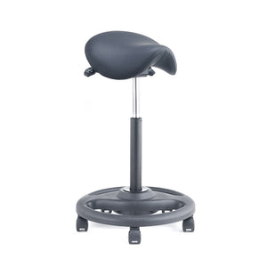 Ergonomic Height Adjustable Gas Lift Saddle Stool with Cushion Seat, Tilting Adjustable & Five Star Base, Black (RS28)