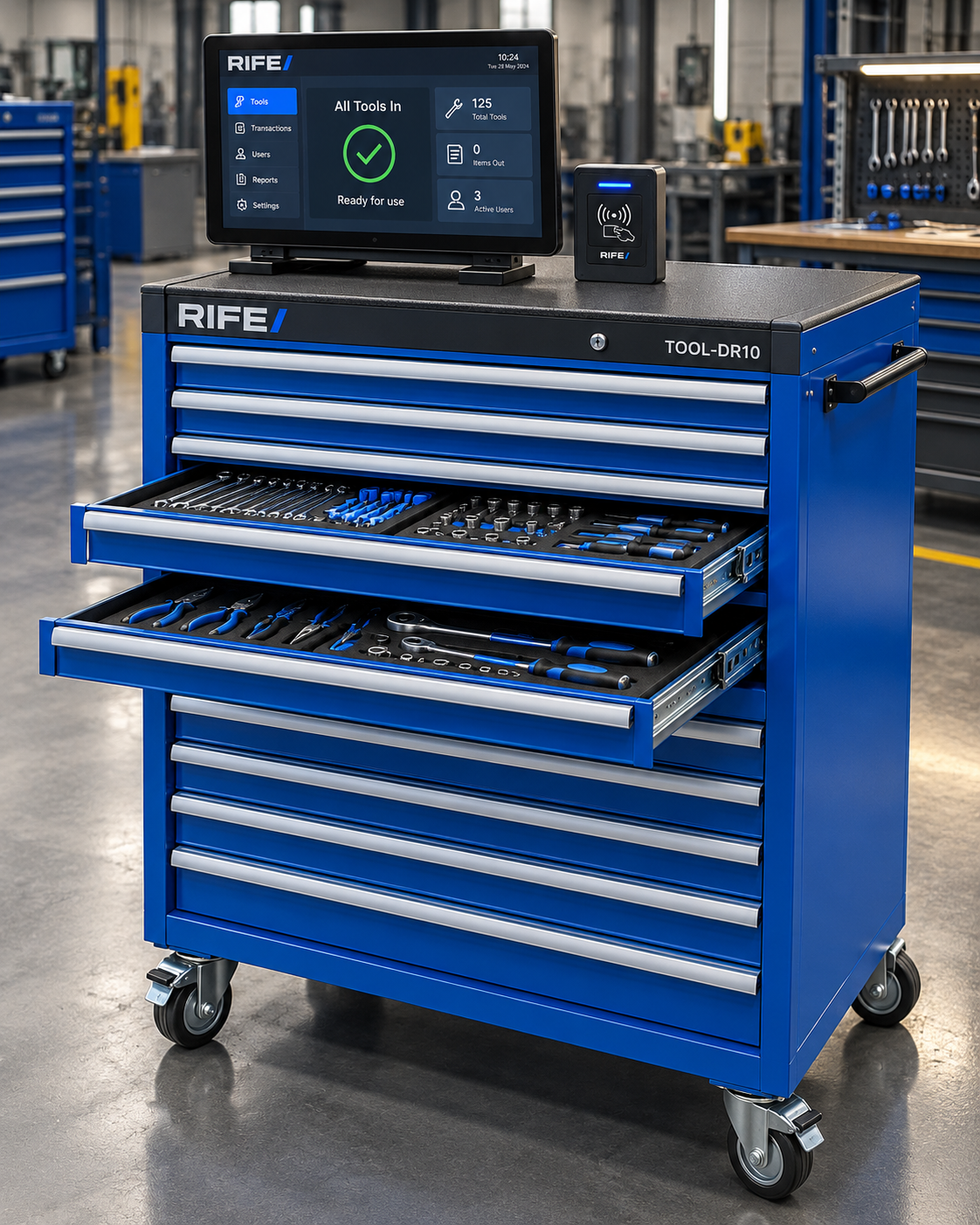 RIFE TOOL-DR10 smart industrial tool drawer cabinet in workshop