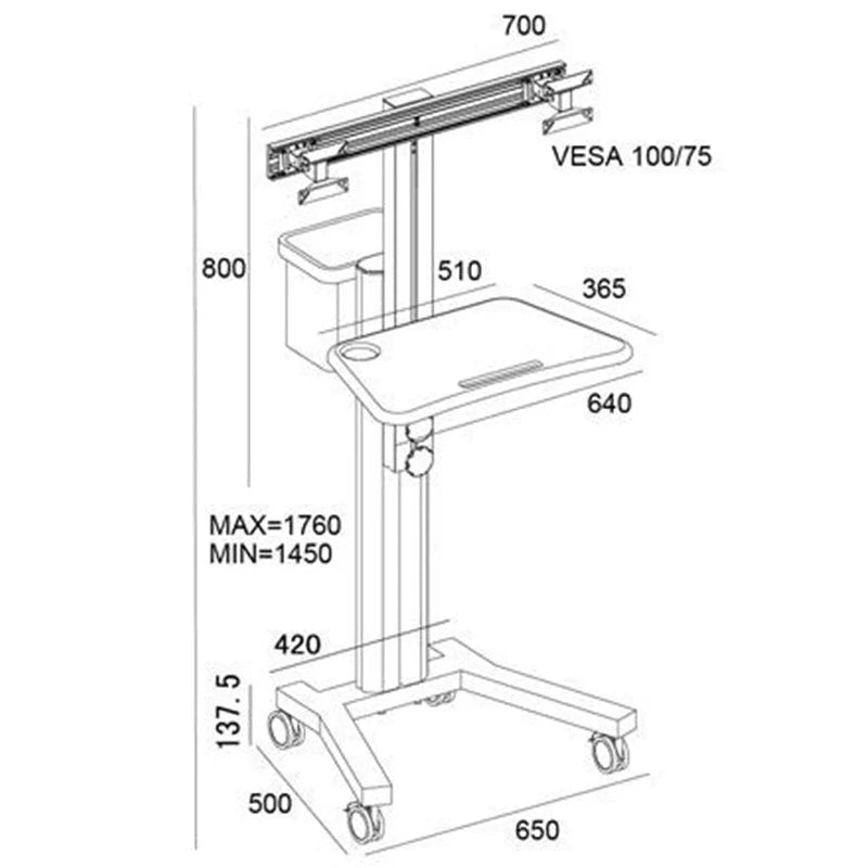 Dual Computer Mobile Cart (MCT09-b)