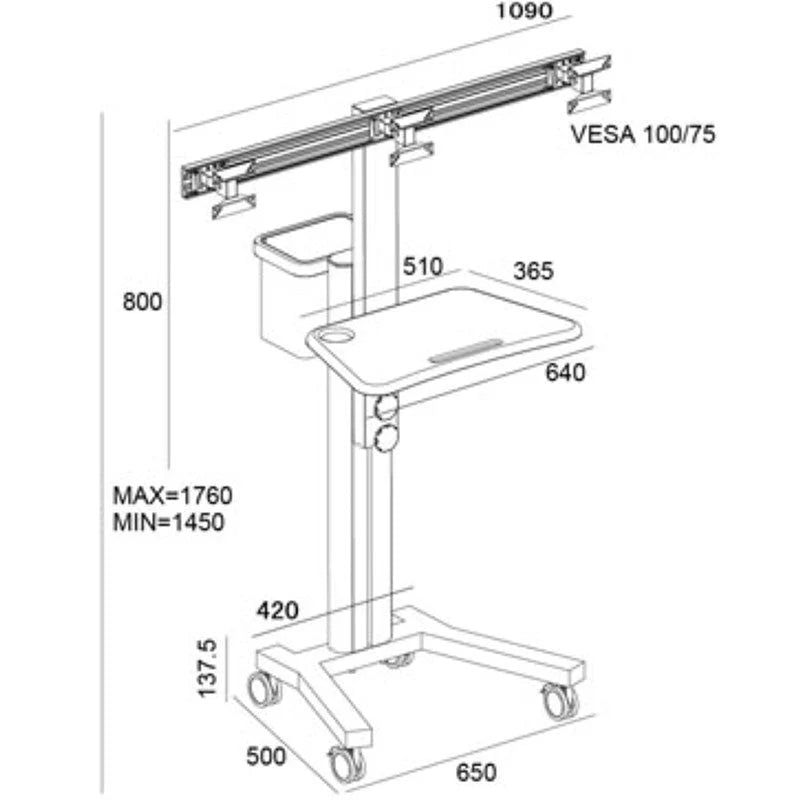 Triple Computer Mobile Cart (MCT09-c)
