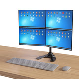 Quad Monitor Stand Freestanding, Adjustable/Tilt/Swivel/Rotate, Supports Monitors up to 27”, Adjustable VESA 75x75mm, 100x100mm Four Monitor Stand for 4 Screen Setup, Black (4MSFP)