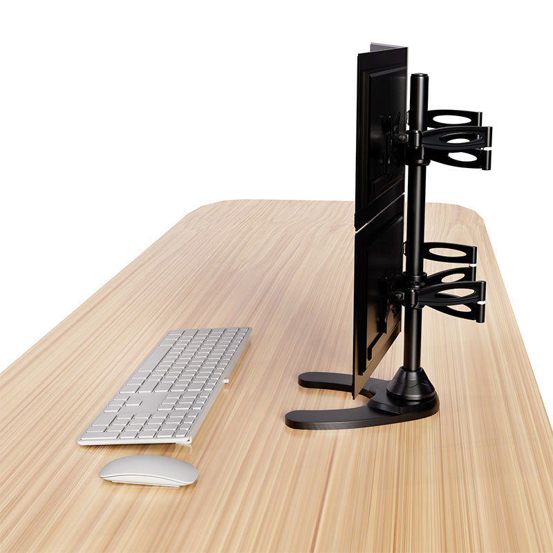 Quad Monitor Stand Freestanding, Adjustable/Tilt/Swivel/Rotate, Supports Monitors up to 27”, Adjustable VESA 75x75mm, 100x100mm Four Monitor Stand for 4 Screen Setup, Black (4MSFP)