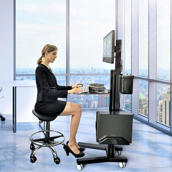 RIFE MCT09-B Dual-Monitor Computer Mobile Cart