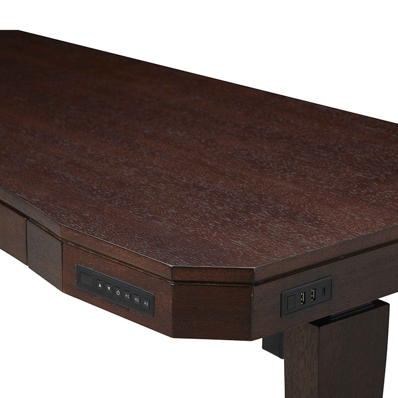 Single Motor Electric Sit to Stand Workstation with In-Built Drawer, Height Adjustable with Supportive Legs, Veneer Top and Surface (R3305)