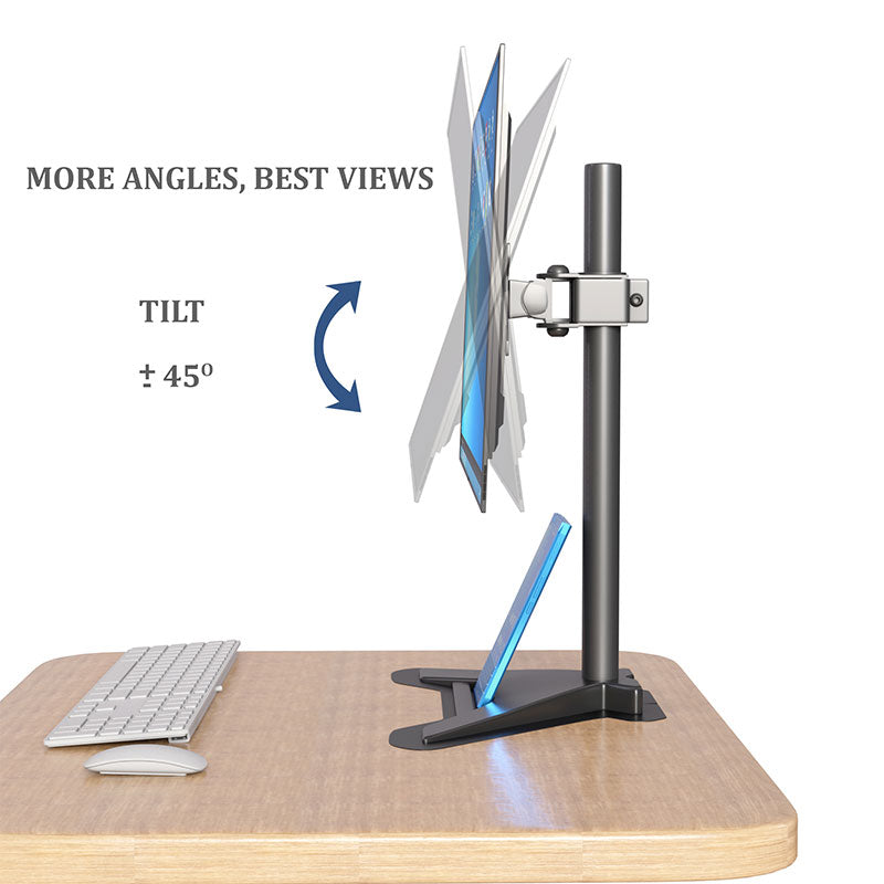 Single Monitor Mount for 13-32 Inch Computer Screens, Improved LCD/LED Monitor Riser, Height/Angle Adjustable Single Desk Mount Stand, Holds up to 17.6lbs, 5 Years Warranty (EF001BR)