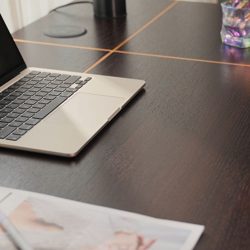 Dual Motor Electric Sit to Stand Workstation with Embedded Pull-Out Drawer, Height Adjustable with Supportive Legs, Smoky Wood Veneer Top (R20122-01 Basic)