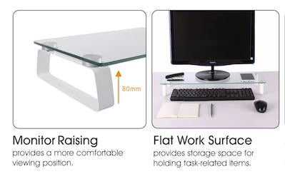 Glass Ergonomic Tabletop Riser/Desktop Stand for Computer Monitor, LCD LED TV, Monitor, Laptop/Notebook, (RG001)
