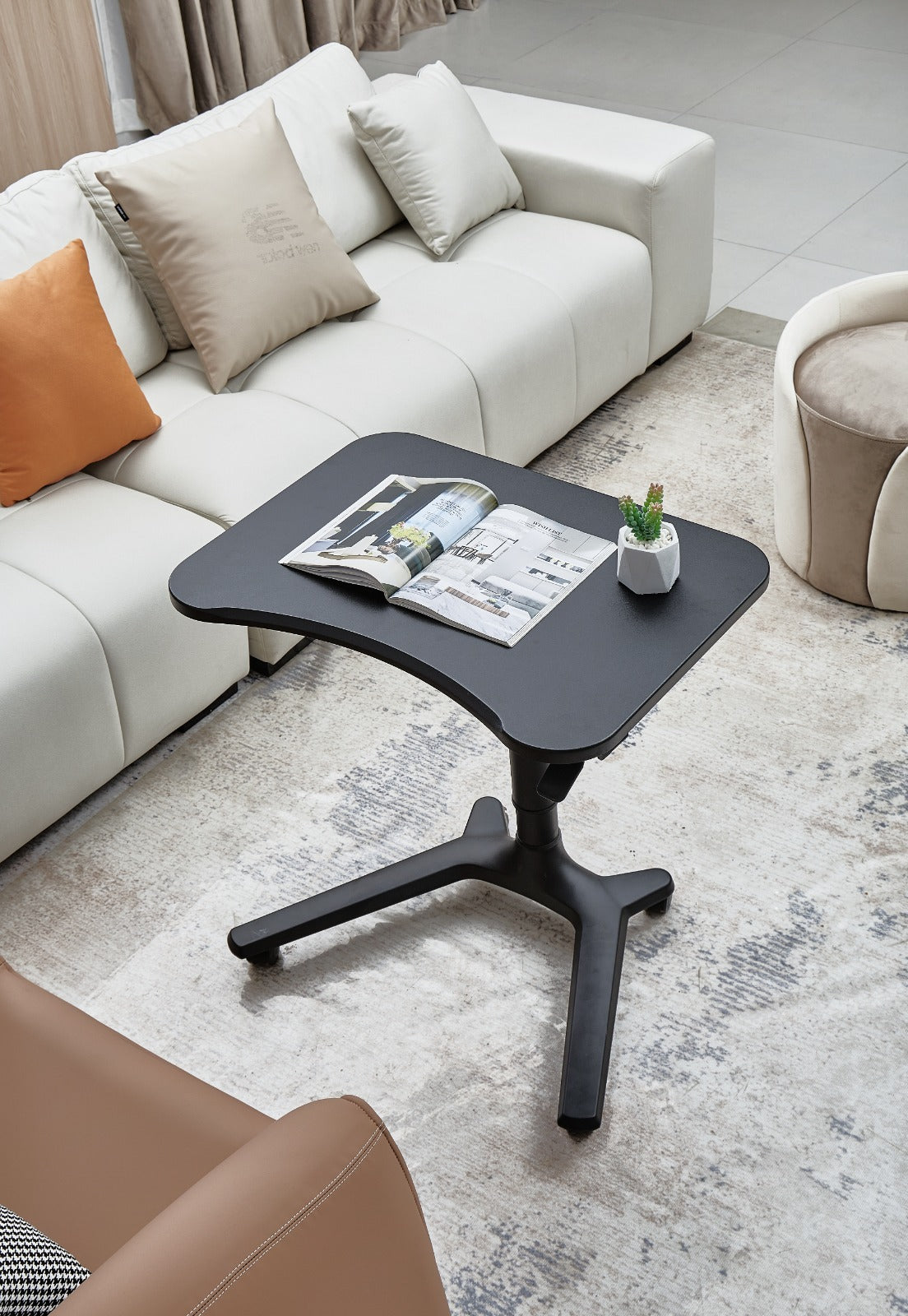 Aluminium Foldable Laptop Table, Portable Adjustable Laptop Stand with Tilting Tabletop, Best Adjustable Laptop Stand 770-1100mm Height, Portable Desk with Wheels, Black (LPT07)