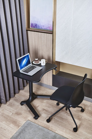 Aluminium Foldable Laptop Table, Portable Adjustable Laptop Stand with Tilting Tabletop, Best Adjustable Laptop Stand 770-1100mm Height, Portable Desk with Wheels, Black (LPT07)