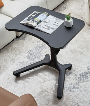 Aluminium Foldable Laptop Table, Portable Adjustable Laptop Stand with Tilting Tabletop, Best Adjustable Laptop Stand 770-1100mm Height, Portable Desk with Wheels, Black (LPT07)