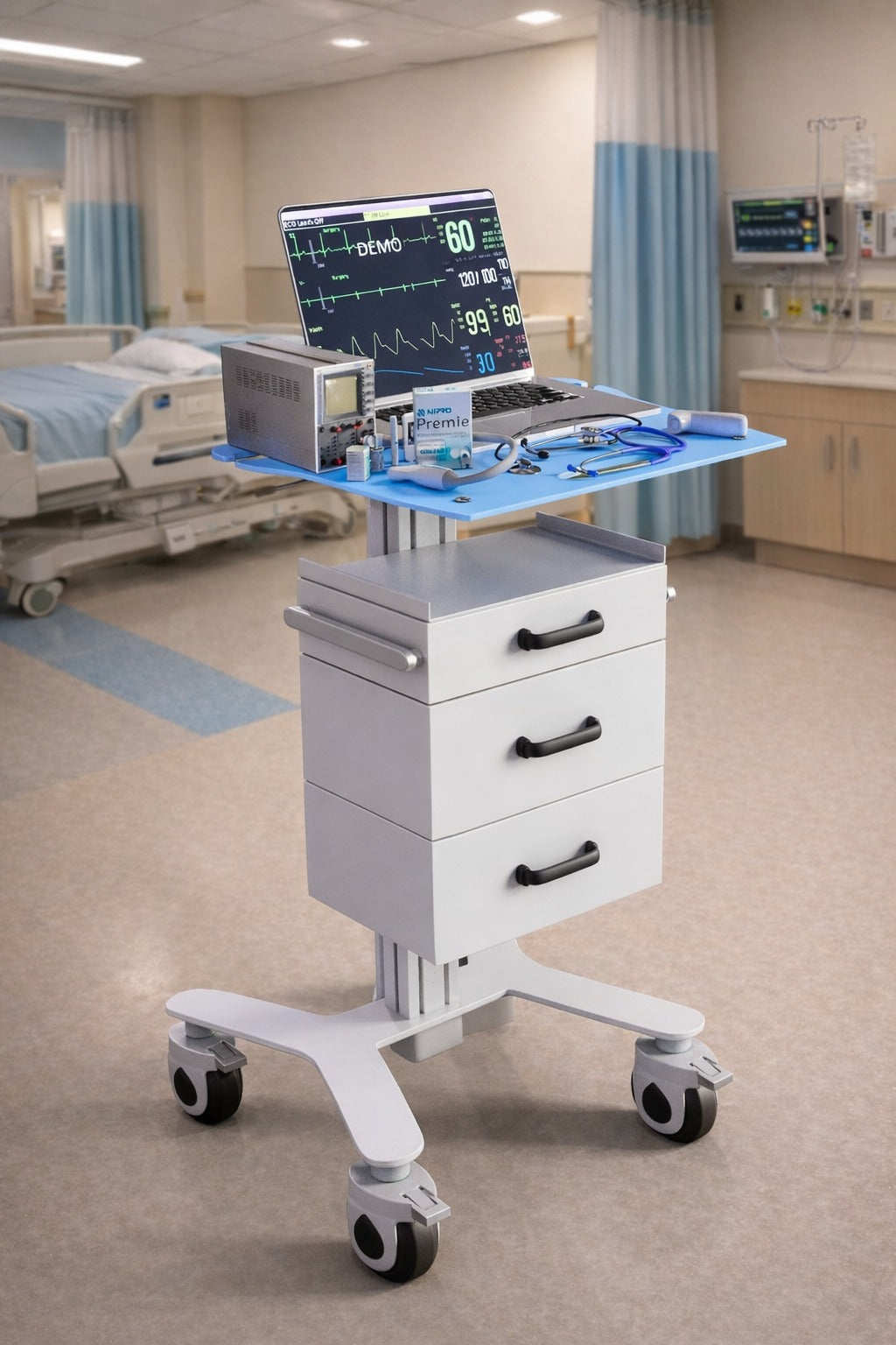 HSL-6 Professional Laptop on Wheels (LOW) - Height Adjustable PC Stand