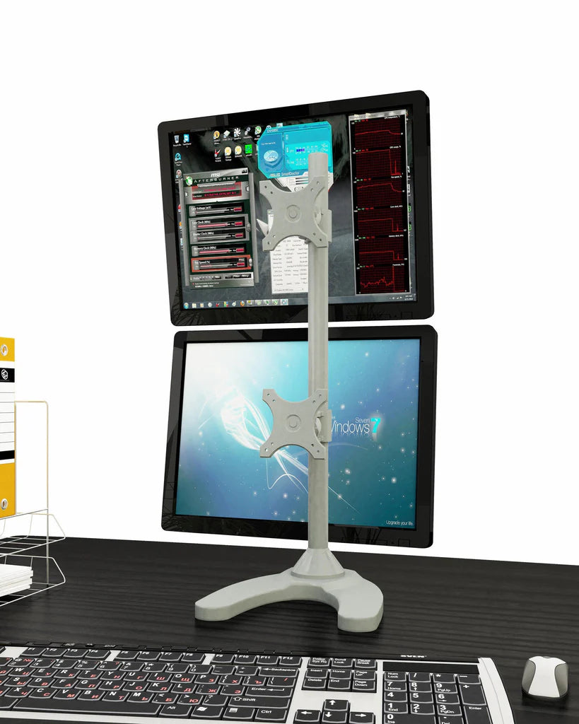Dual Monitor Stand - Freestanding & Vertical I Dual Vertical Stacked Monitor Arm
