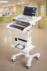 HSL-8 Secure Laptop Enclosure Cart - Anti-Theft Medical Workstation with Digital Lock