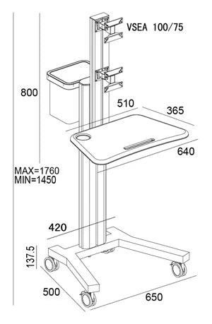 Dual Computer Mobile Cart (MCT09-a)