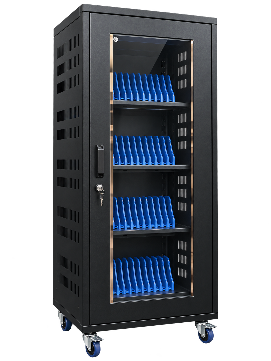 RIFE storage cabinet with blue ABS device partitions