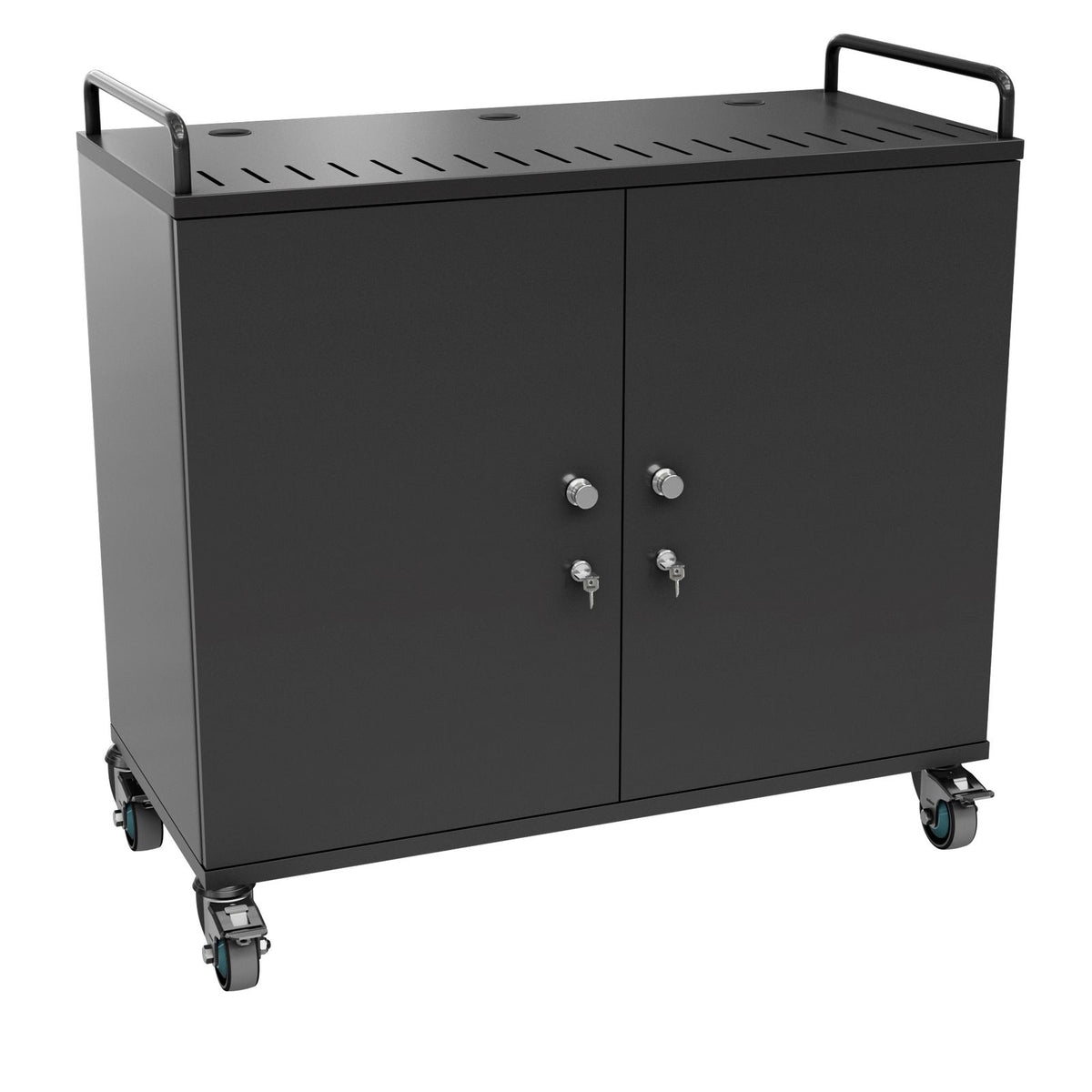 RIFE individual compartment laptop and tablet storage cabinet closed view
