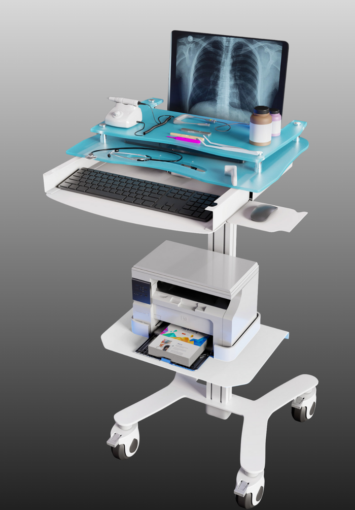HSL-4 Sit-Stand Hospital Laptop Cart for Nursing Rounds