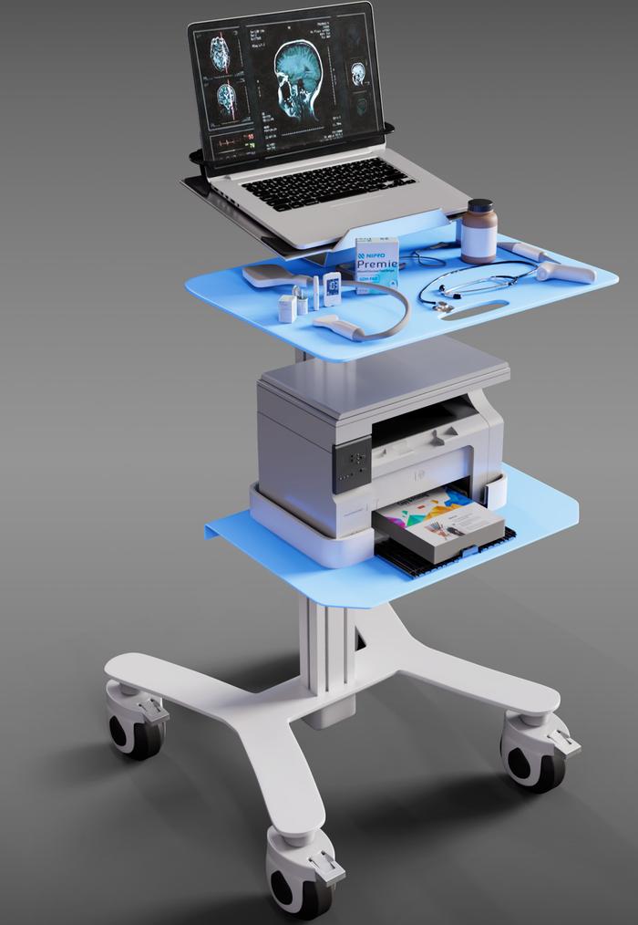 HSL-5 Medical Laptop Cart with Printer Shelf
