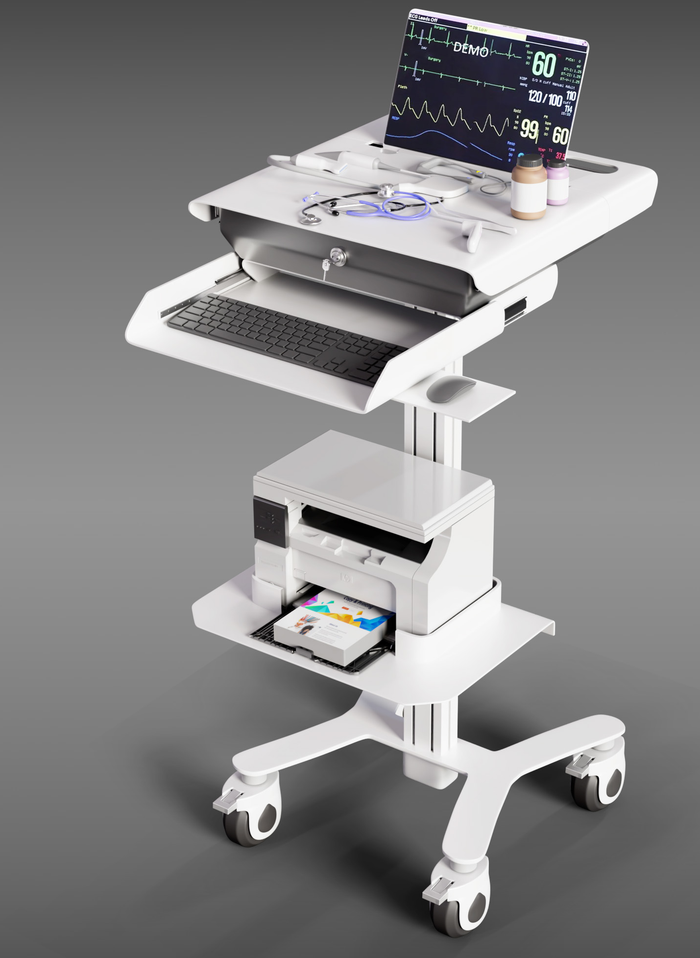 HSL-8 Secure Laptop Cart with Digital Lock Enclosure