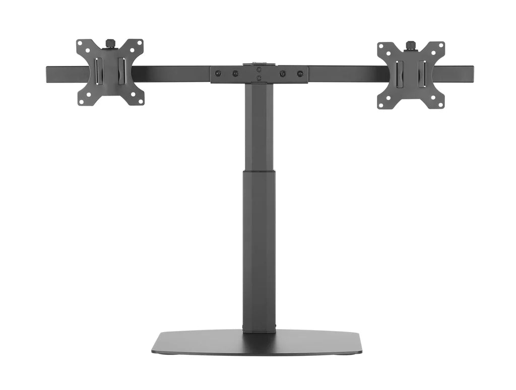 Renewed Freestanding Pneumatic Vertical Lift Dual Monitor Stand - Adjustable Monitor Mount, Fits 2 Screens up to 27 Inch, Holds up to 6 kgs per Arm, (RN-EFBGD)