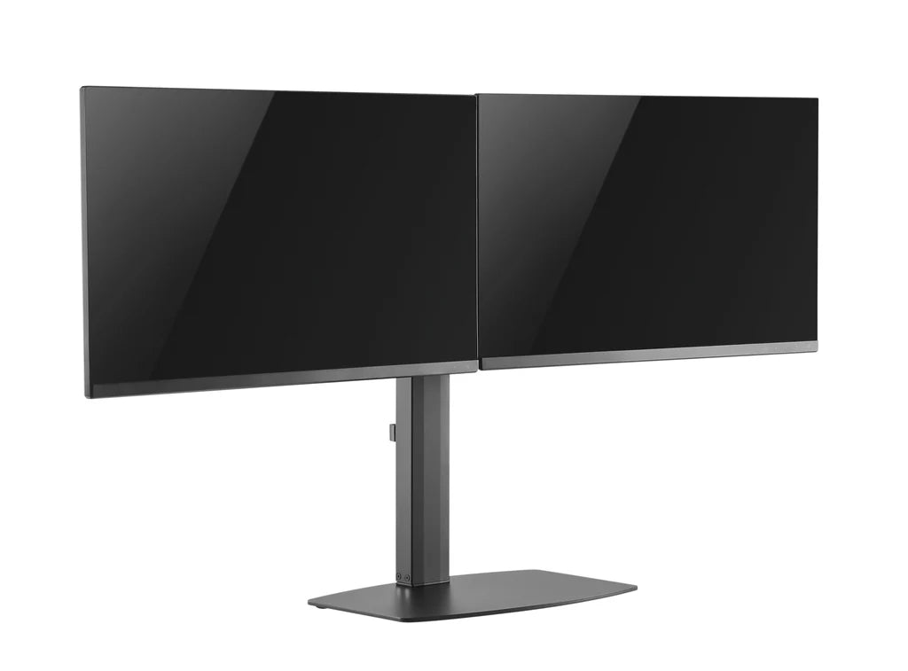 Freestanding Pneumatic Vertical Lift Dual Monitor Stand - Adjustable Monitor Mount, Fits 2 Screens up to 27 Inch, Holds up to 6 kgs per Arm, 5 Years Warranty, (EFBGD)
