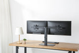 Freestanding Pneumatic Vertical Lift Dual Monitor Stand - Adjustable Monitor Mount, Fits 2 Screens up to 27 Inch, Holds up to 6 kgs per Arm, 5 Years Warranty, (EFBGD)