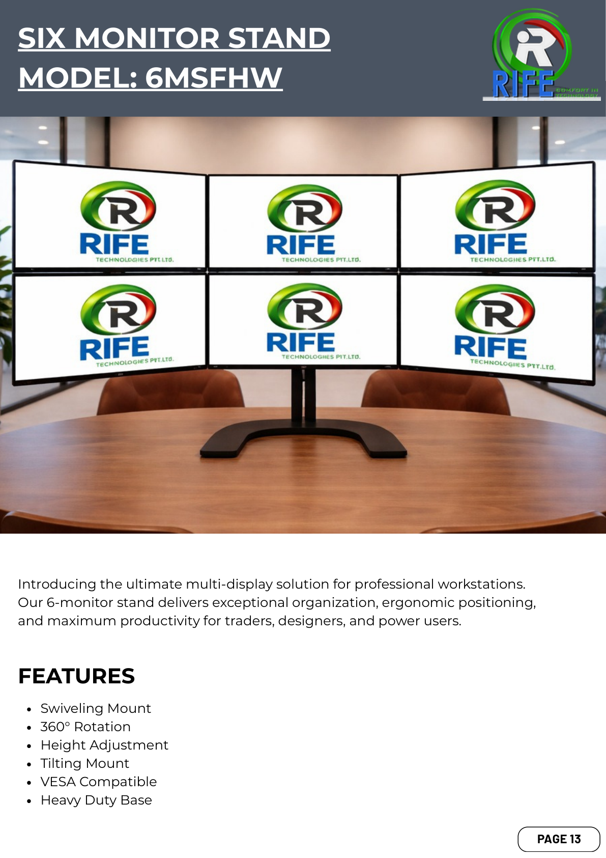 RIFE Heavy Duty Monitor Stand 6MSFHW