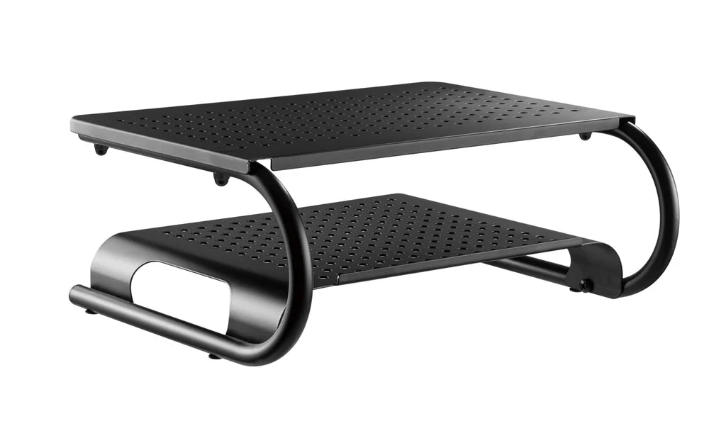 Laptop/Monitor Riser Stand with Rugged, Sturdy, Vibration Free Construction. Holds 20kg (44lbs), Vented Cooling, Black (RS003)