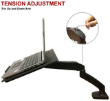 Full Motion Articulation Gas Spring Laptop Desk Stand Arm - Height Adjustable Notebook Riser, Silver/Black (NAGS)
