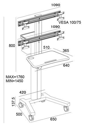 Four Computer Mobile Cart (MCT09-d)  - 3