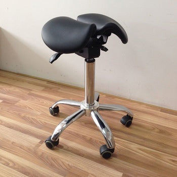 Ergonomic Adjustable Rolling Active Chair, Saddle Seat and Angle Adjustment, Black (R4008)