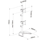 LCD Dual Monitor Vertical Positioned Desk Stand Standing for Screens up to 30", 5 Years Warranty (Black) EF002V
