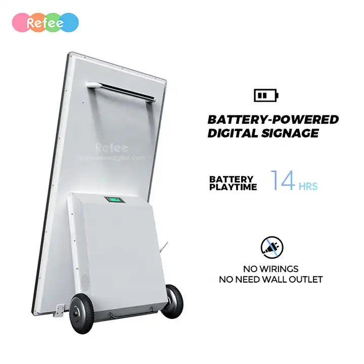 Portable Movable LCD Screen Digital Signage Battery Powered