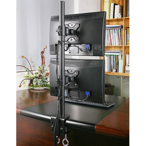 VESA Full Motion Dual Vertical Arm Desk Monitor Mount Stand with Fully Adjustable Arms Fits 2 Screens up to 27", 5 Years Warranty (Black) (2MSCTV)