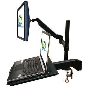 Dual Arm Monitor & Laptop Mount - Heitgh and Angle Adjustment, 18" Pole, 5 Years Warranty (NA-G DC)