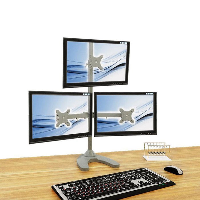 RIFE 3MSF Triple Monitor Stand – Freestanding, 13–27″