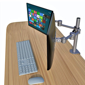 Dual Monitor Heavy Duty Aluminum Desk Stand, Fully Adjustable, Fit Screen up to 32 inch, 33 lbs on Each Arm, VESA 75 and 100mm, 5 Years Warranty, Silver (RPCH2S)