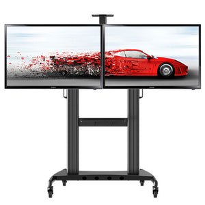Dual Screen TV Mobile Cart, Support 40"-70" LED LCD Plasma TV's Mount, Height Adjustable (Black) Model No (RF200D)