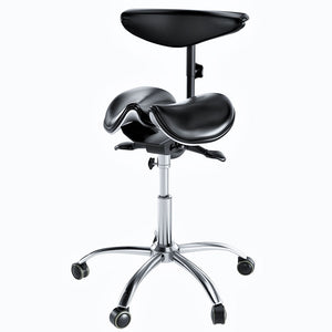 Ergonomic Saddle Stool with Back Support, Saddle Seat and Angle Adjustment, Black (R801)