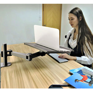 Fully Adjustable Extension with C-Clamp Single Laptop Notebook Desk Mount Stand, Black (RCLAPTOP)