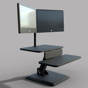 Dual Monitor Sit Stand Workstation Desk Converter with Two Monitor Arm Model No (RDF DUAL)