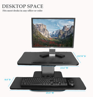 Sit to Stand Desktop Riser Black with Pneumatic adjustment (Black colour) Model No RDFP-B