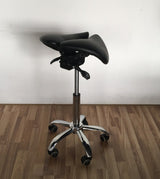 Ergonomic Adjustable Rolling Active Chair, Saddle Seat and AngleAdjustment, Black (R4008)