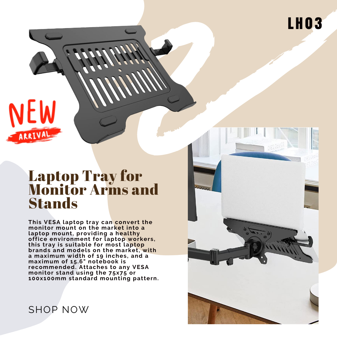 LAPTOP TRAY FOR MONITOR ARMS AND STANDS (TRAY ONLY)