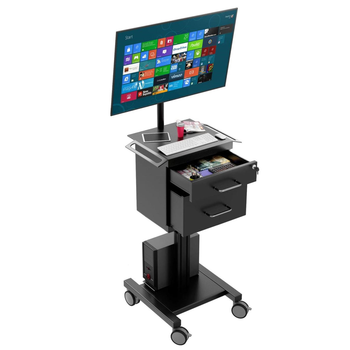 Computer Cart With Storage Mobile Computer Carts with Storage for Flexible Workspaces | RifeIndia ...